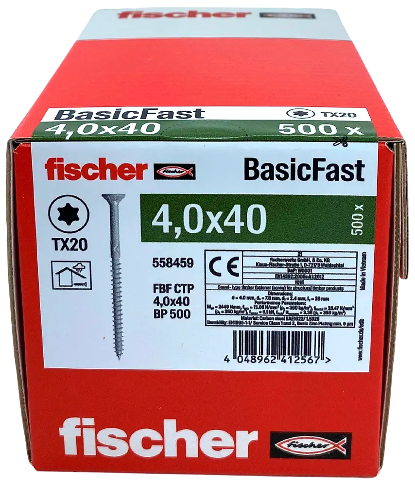 fischer Spånskrue 4 x 40 mm TX20 500 stk.