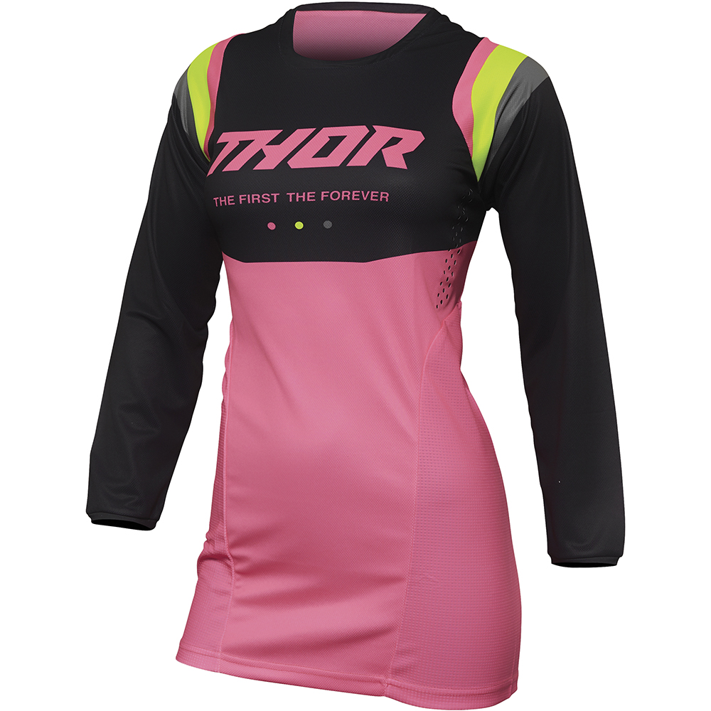 Thor Motocross - Maillot femme Pulse Rev Charcoal / Rose fluo