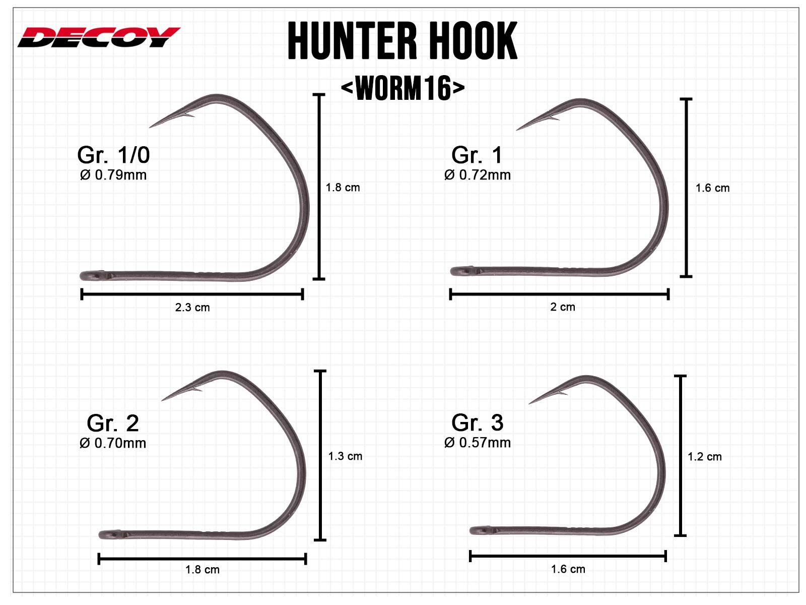 Hunter Hook Worm16 - Gr. 1/0(DECOY)