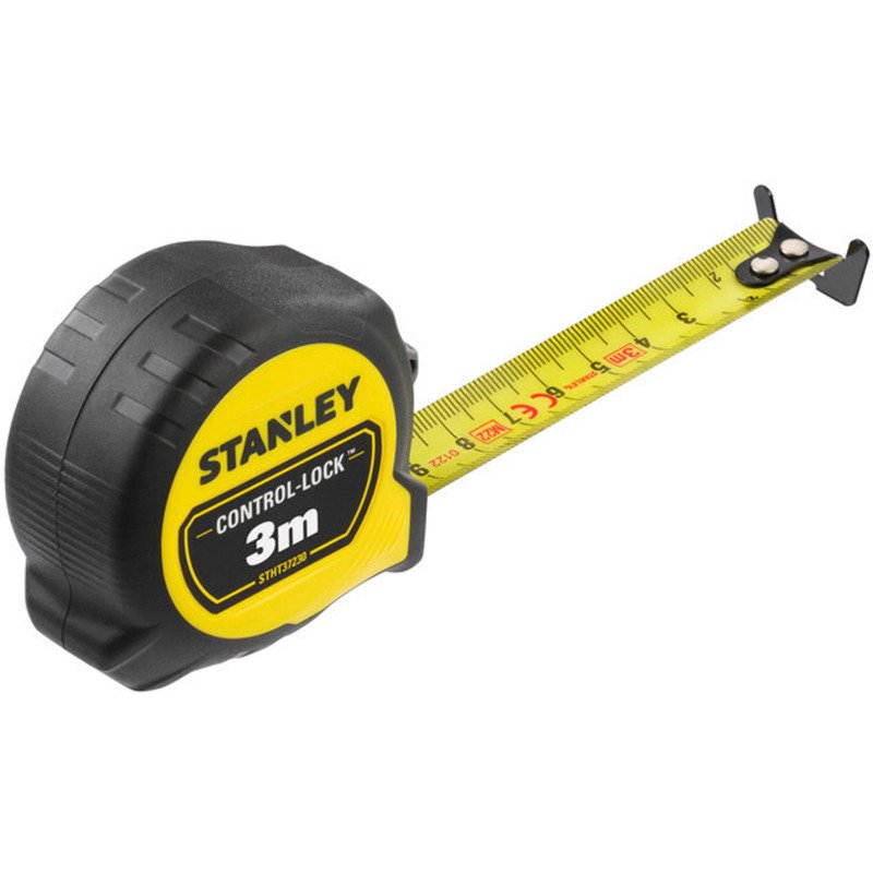 Mètre ruban Stanley Control-Lock 3 m x 19 mm, double marquage