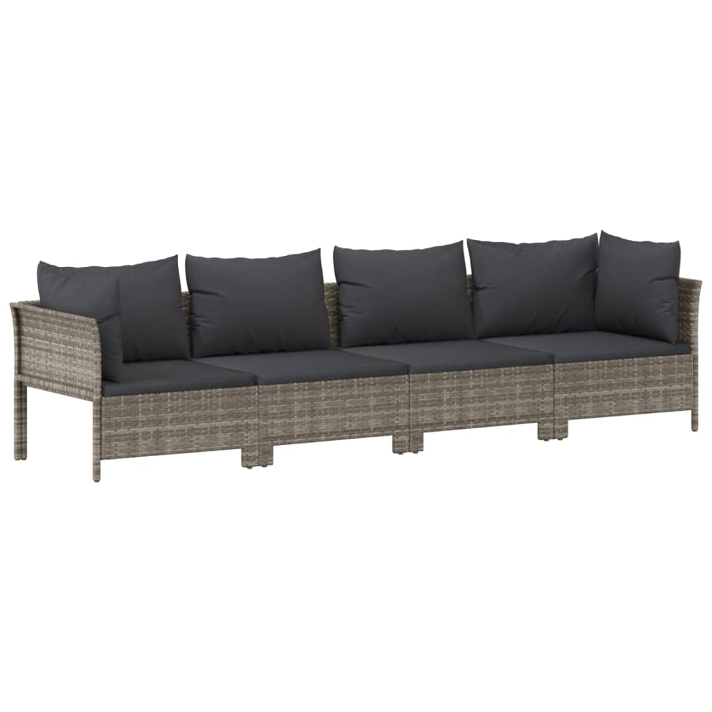 Salon de jardin meuble d'extérieur ensemble de mobilier 8 pièces avec coussins gris résine tressée