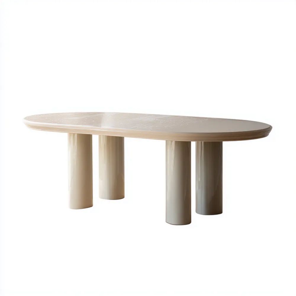 Esstisch Holz Oval 200x100x75 cm Beige - Moderner Stil