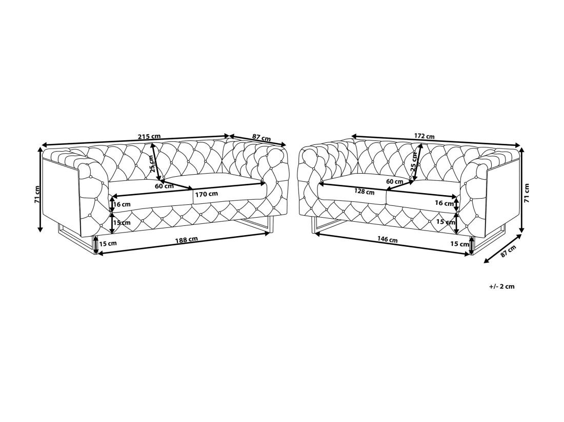 Ensemble de canapés 2 + 3 places en tissu gris VISSLAND