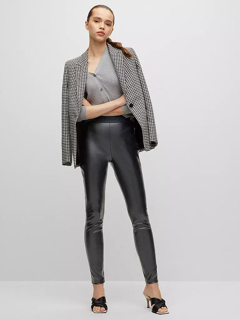HUGO Leggings in Lederoptik HONATI schwarz