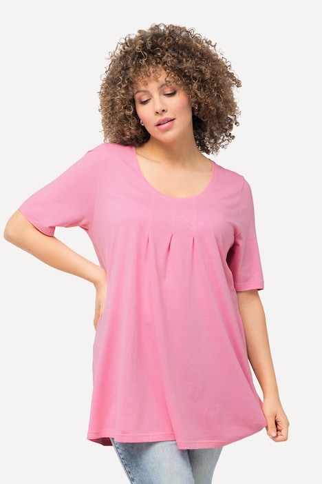T-Shirt, Zierfalten, A-Linie, Rundhals, Halbarm, Modal