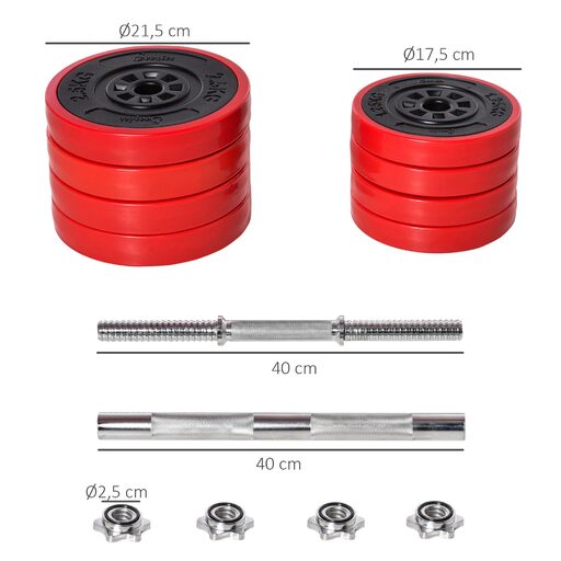 Conjunto de halteres Homcom A91-155 de 20 kg