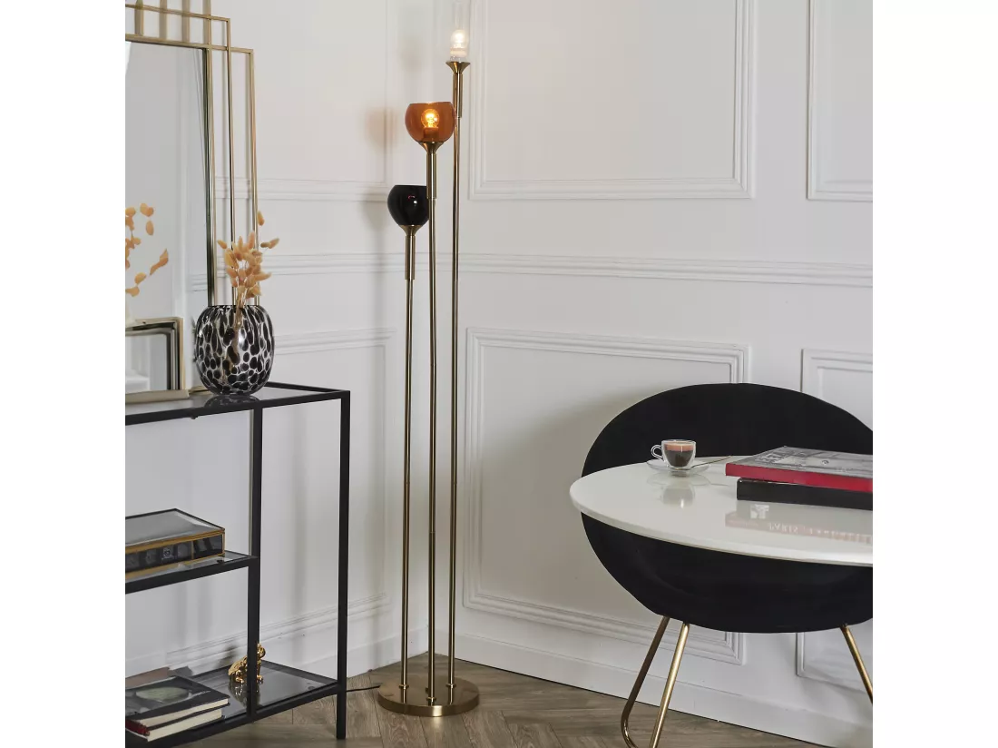 Lampadaire Tripod Verre Fume M1