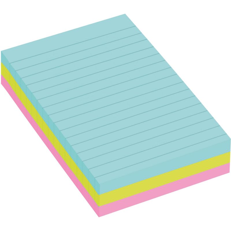 Notes lignées repositionnables couleurs Cosmic Super Sticky Post-it 101 x 152 mm assortis - bloc de 90 feuilles