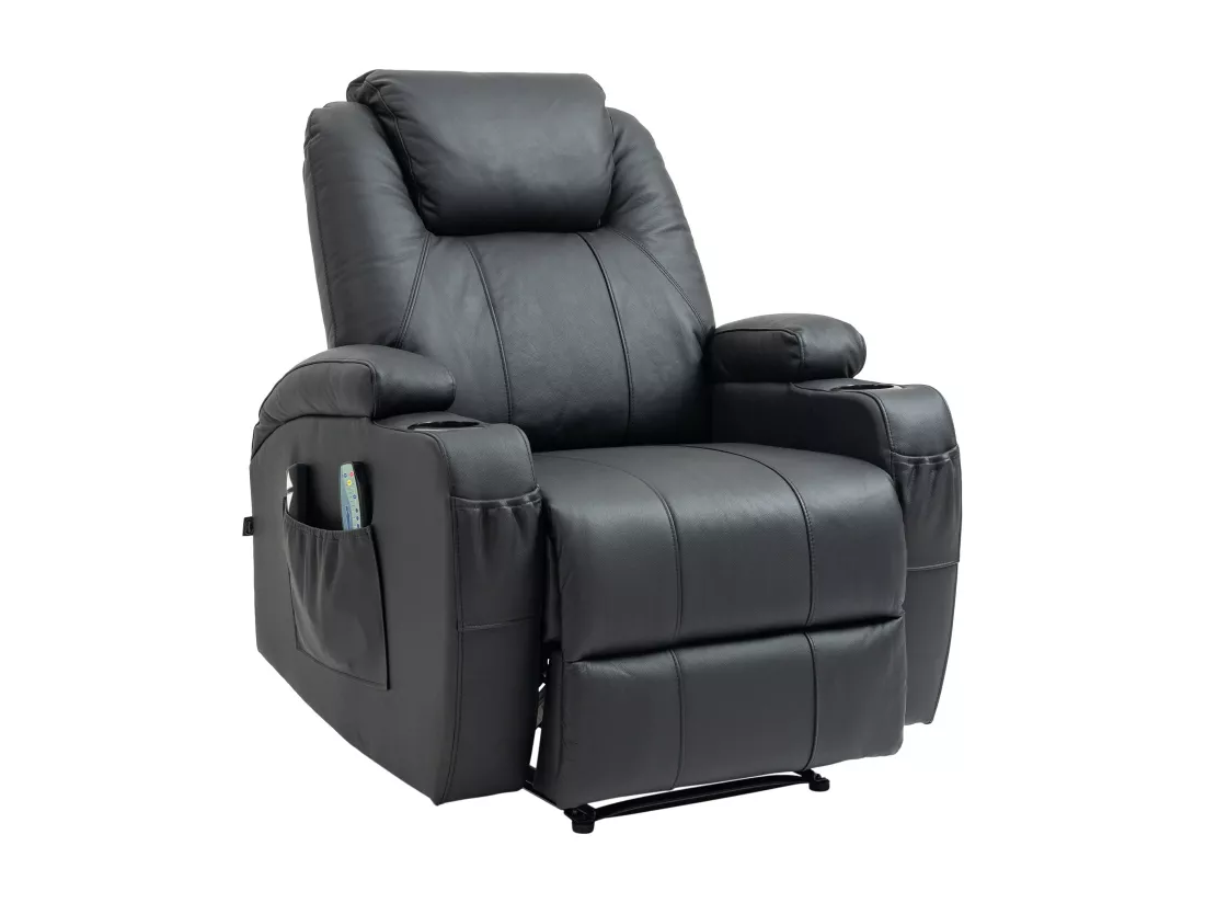 Fauteuil - Véritable cuir - Noir - Hepler