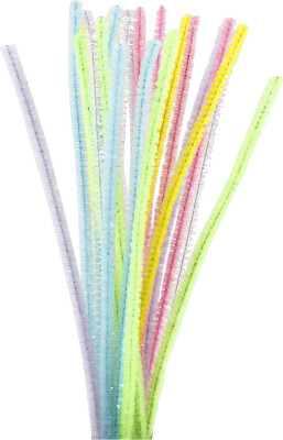 Piberensere - L 30 CM - B 6 MM - Glitter - Pastelfarver - 24 Stk