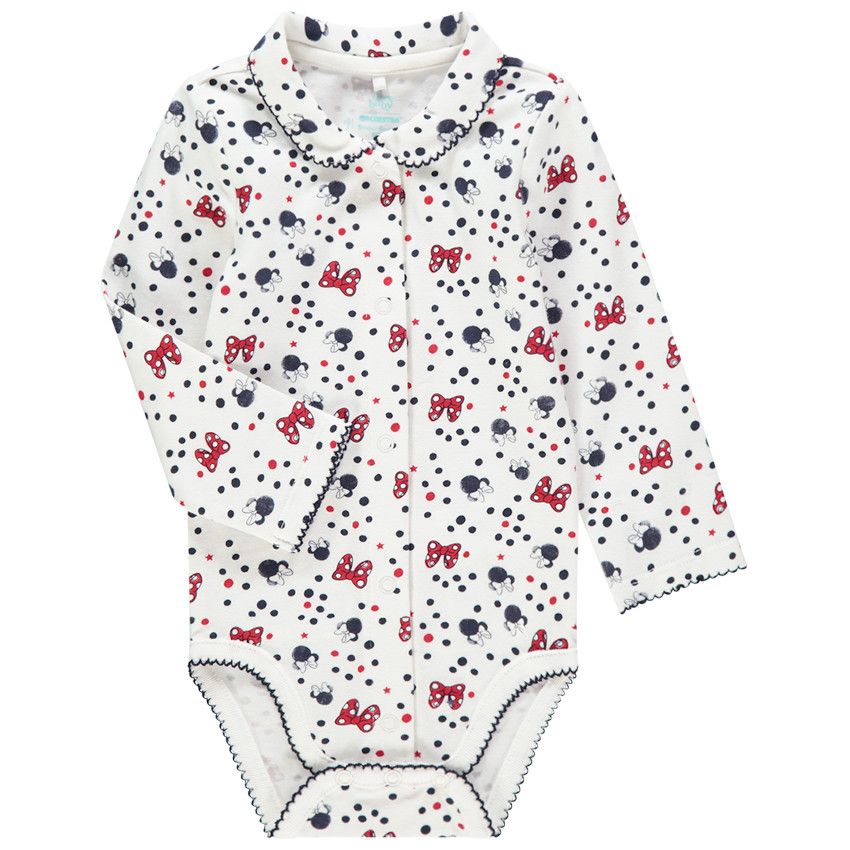 Body manches longues imprimé Minnie Disney all-over - Ecru