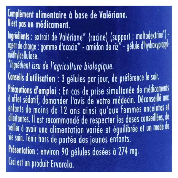 Superdiet Valeriana Orgânica 90 cápsulas