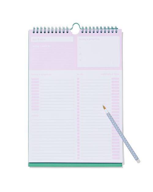 planificateur journalier de bureau avec spirale et support 30x21