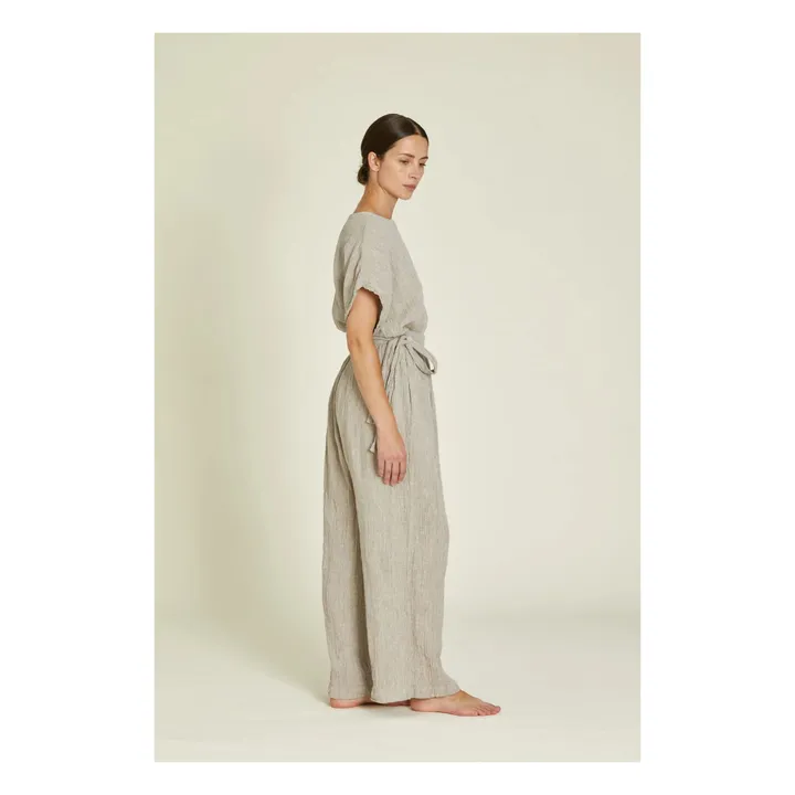 Black Crane Top Basique Lin | Gris clair