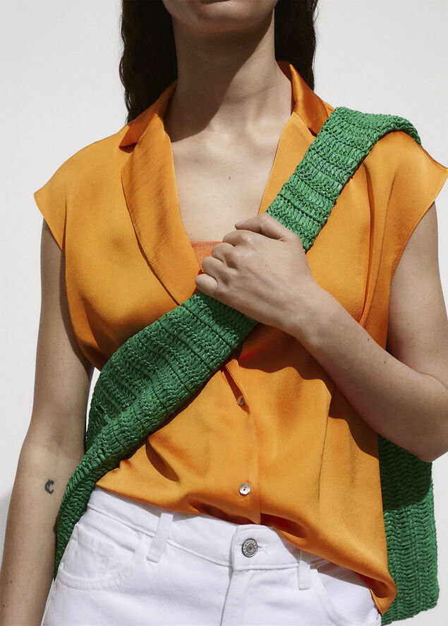 MANGO Satin finish flowy shirt Orange