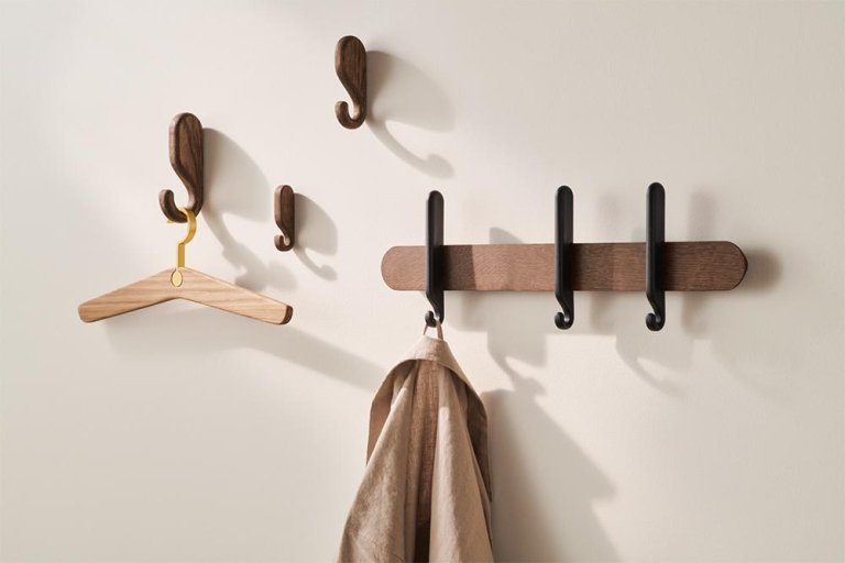 Bolia Nob wandkapstok 50cm zwart geolied eiken
