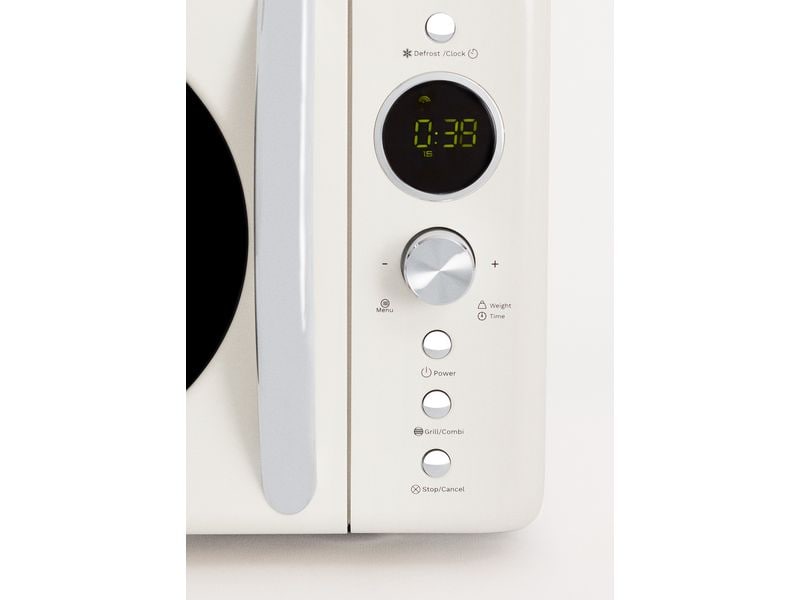 Create Mikrowelle Retro Wollweiss Retro-Mikrowelle mit Grill, Defrost und Autocook-Funktionen