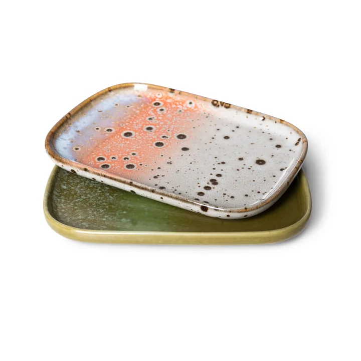 HKliving - 70's Tablett, 10,5 x 14,5 cm, atlas (2er Set)
