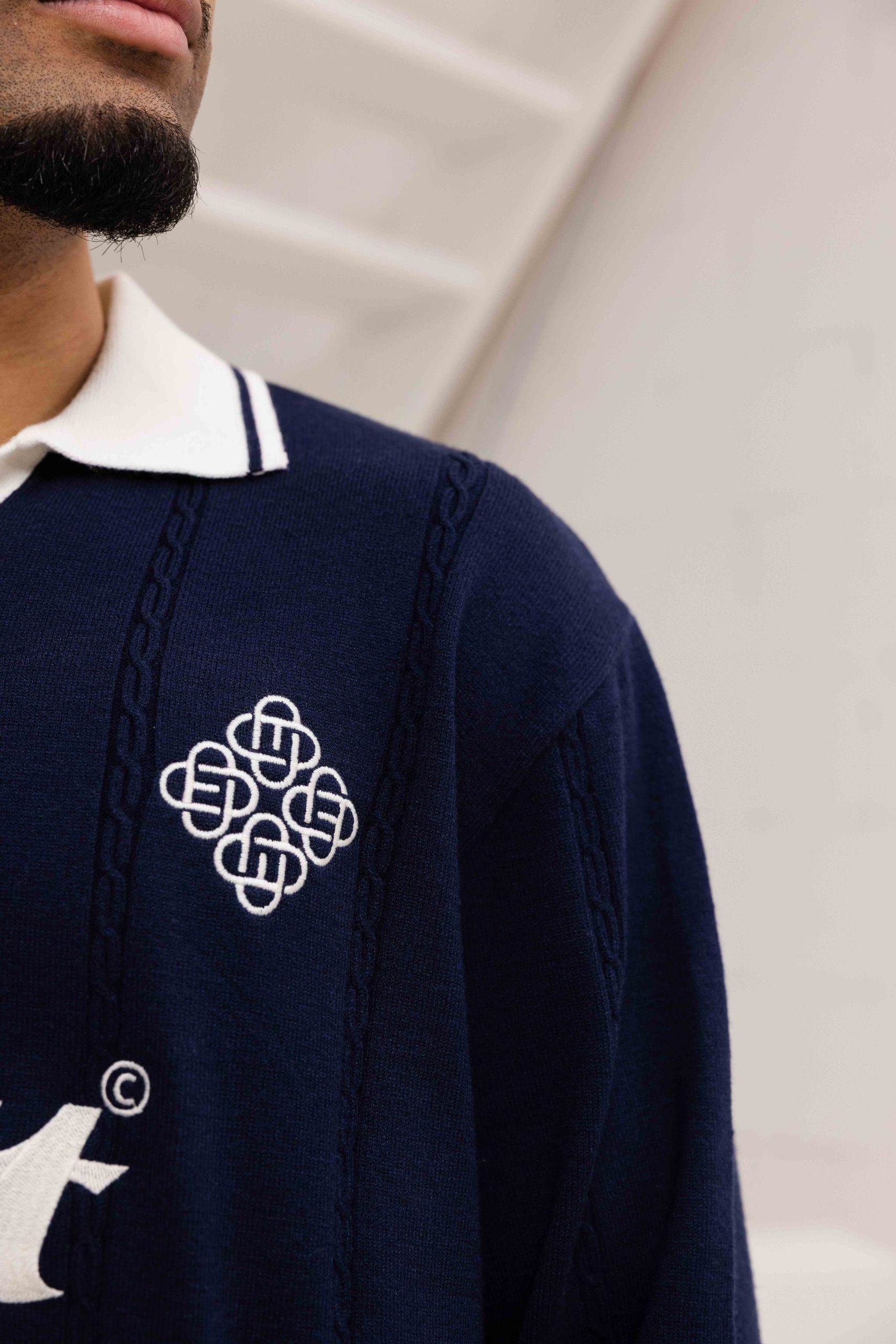 Equalité Knit Jersey Longsleeve Polo Heren Donkerblauw