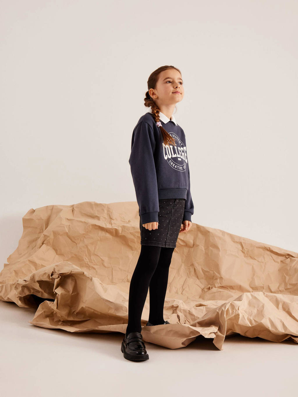 NAME IT sweater NKFNASMI met printopdruk blauwgrijs