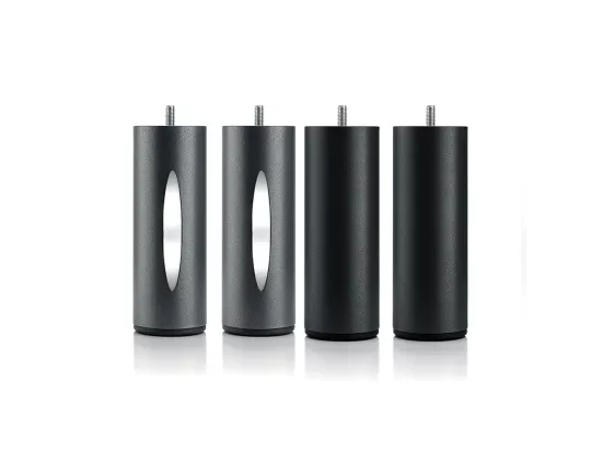 BELLECOUR LITERIE | Jeu de pieds de lit cylindriques (2 lumineux + 2 métal Noirs)