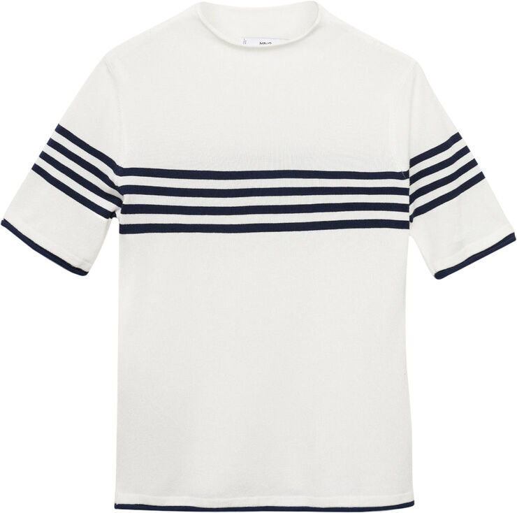 MANGO Striped knit sweater Light beige