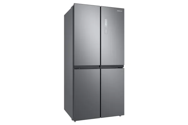 Samsung RF48A400EM9, Fritstående, Fransk dør, Rustfrit stål, Berøring, På døren, Hærdet glas