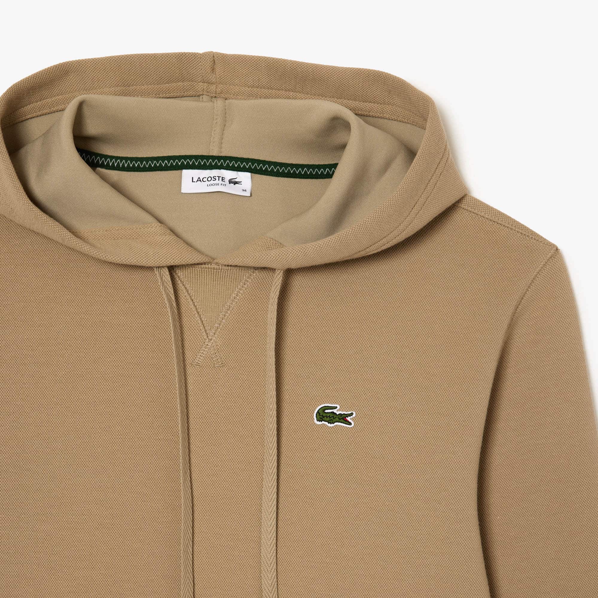 Sweatshirt à capuche Jogger loose fit en piqué double face Sweatshirts - Beige - Lacoste - Femme