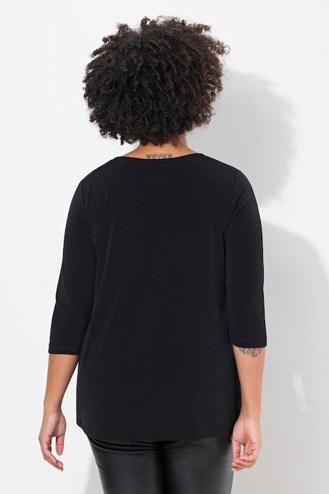 Langarmshirt, Tiger-Motiv, uni 3/4-Ärmel