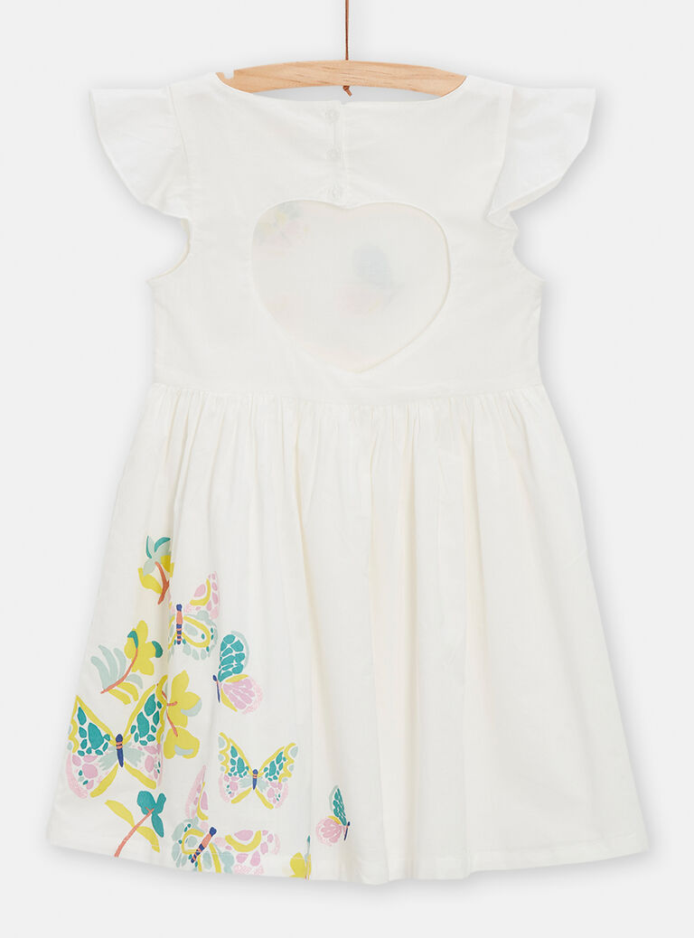 Robe écru animation papillons pour fille