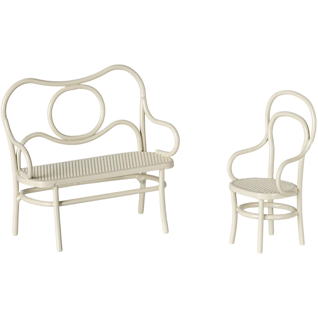 Maileg poppenhuis café set gebroken wit - 8,5 cm