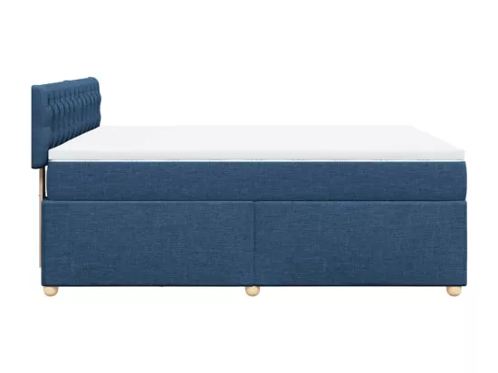 Sommier à lattes de lit avec matelas Bleu 160x200 cm Tissu