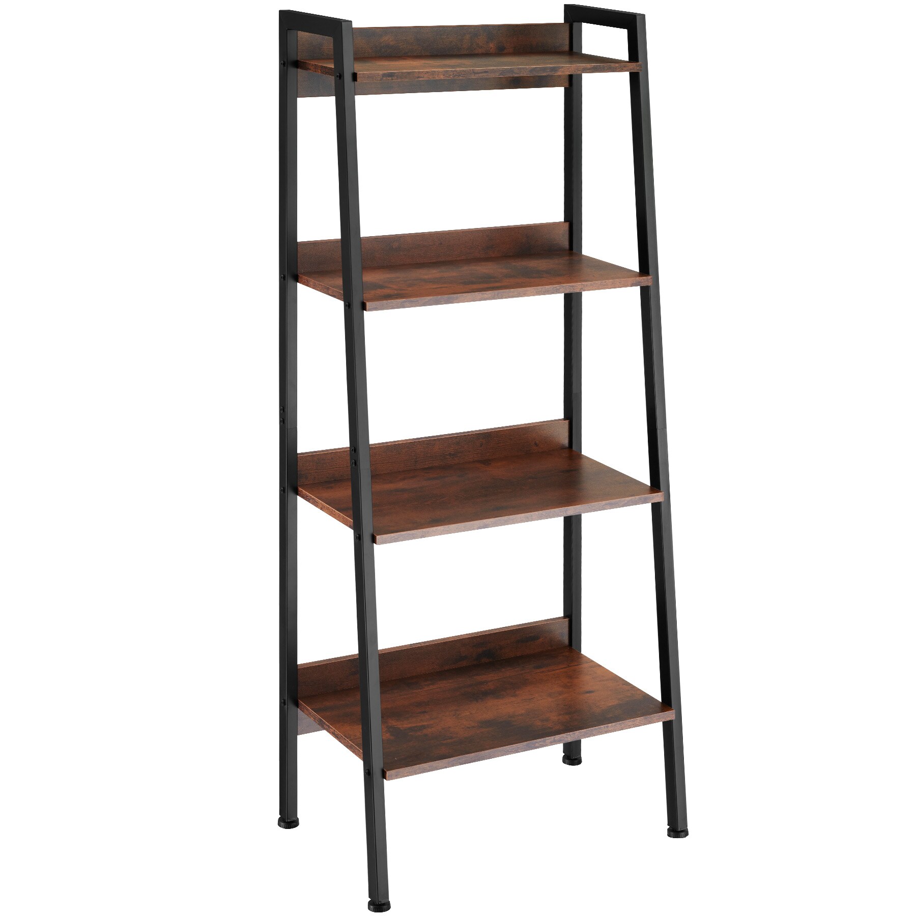 tectake® Leiterregal, Industrial Style, mit 4 offenen Fächern mit verstellbarem Einlegeboden, inklusive Kippschutz, 57,5 x 34 x 138 cm