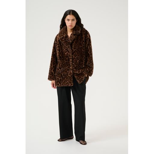 Karen By Simonsen KBTira Faux Fur Jakke, Brown Leopard, S