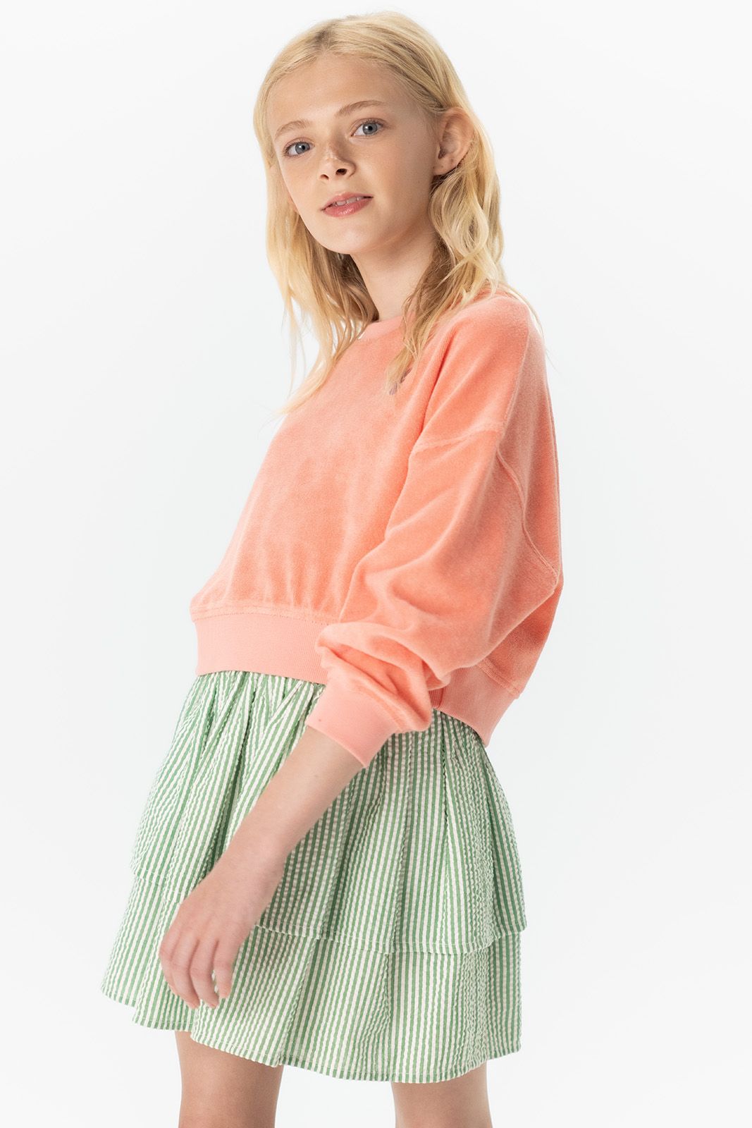 Koraal roze badstof sweater