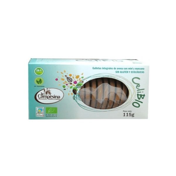 La Campesina Biscoitos de Aveia Celibio com Mel e Maçã sem Glúten Bio 115 g