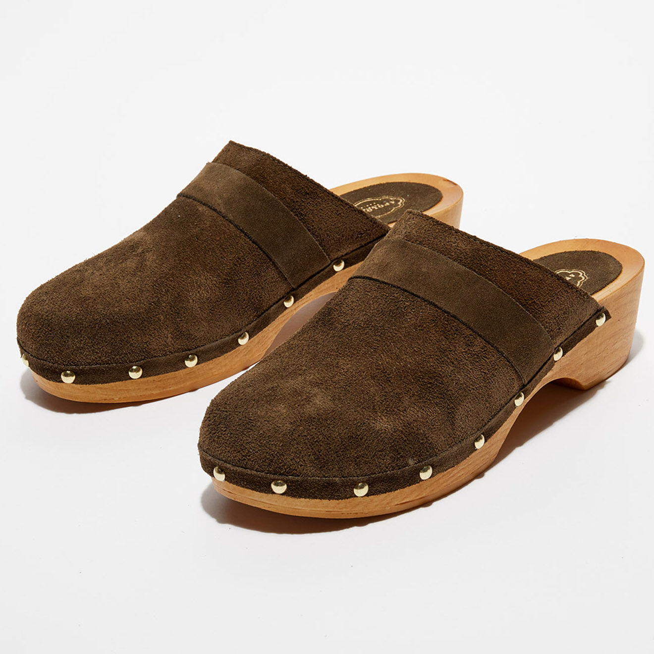 Apologie Studio Sabots en Velours de Cuir Sofia kaki - Talon 5 cm