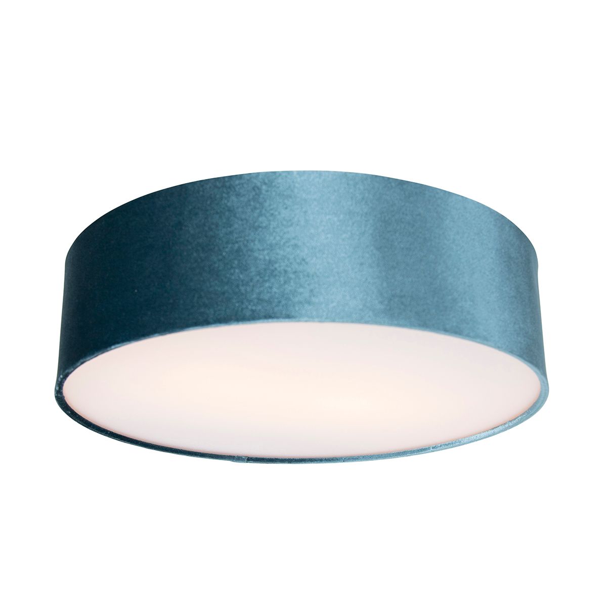 Moderne plafondlamp blauw 40 cm met gouden binnenkant - Drum