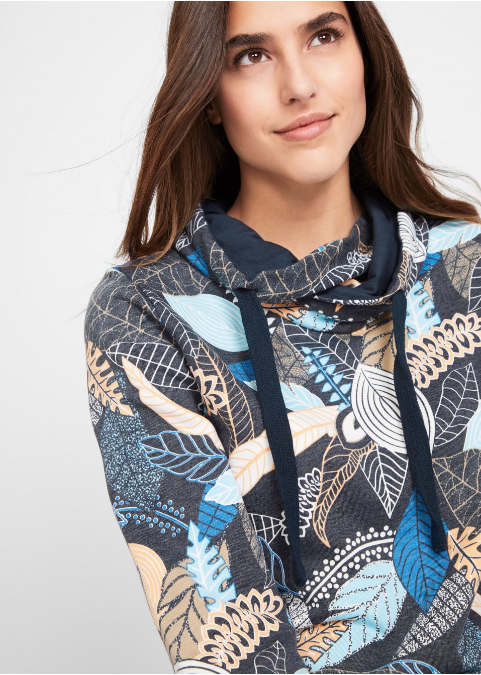 Sweat-shirt imprimé à col châle