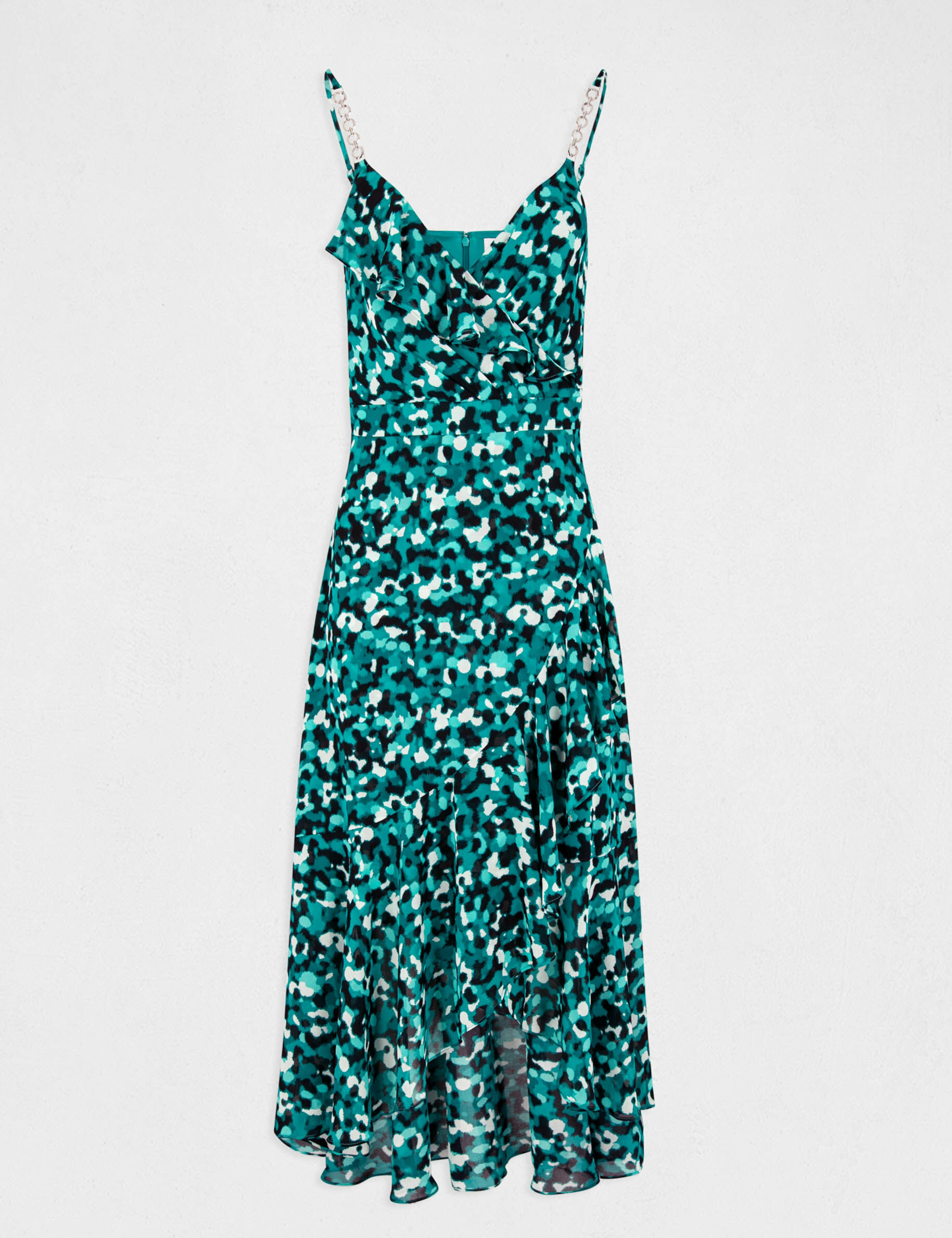 Robe longue évasée imprimé abstrait vert femme - vert
