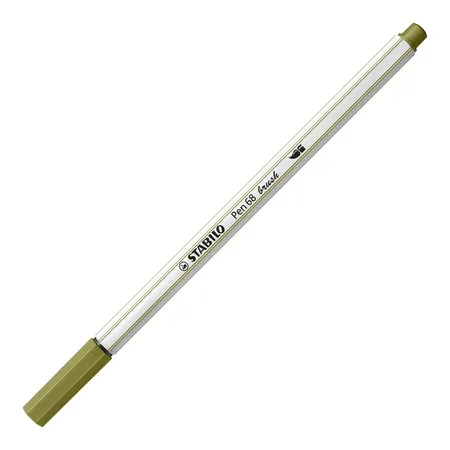 Premium-Filzstift mit Pinselspitze für variable Strichstärken - STABILO Pen 68 brush - Einzelstift - schlammgrün