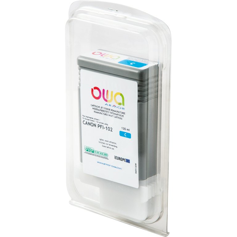Cartouche d'encre traceur remanufacturée OWA - standard - Cyan - pour CANON PFI-102 C