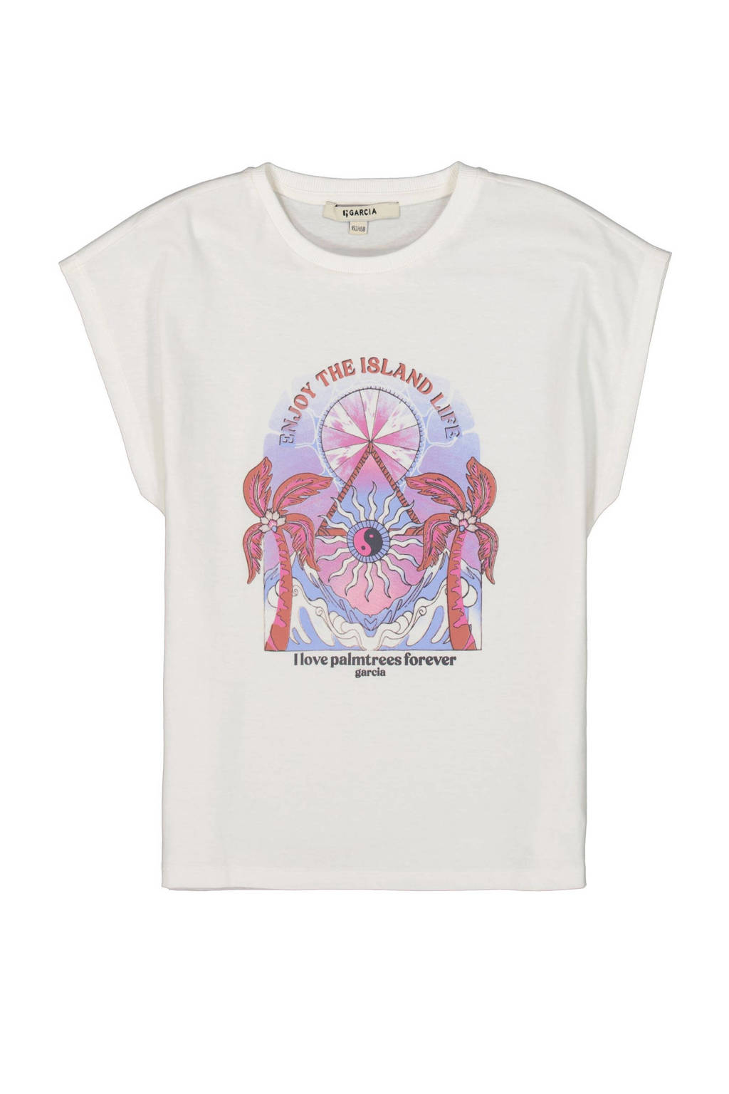 Garcia T-shirt met printopdruk wit/roze/lila