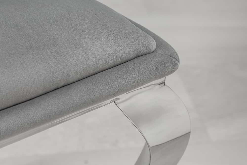 Eleganter Stuhl MODERN BAROCK II edel-grau Samt Edelstahlbeine