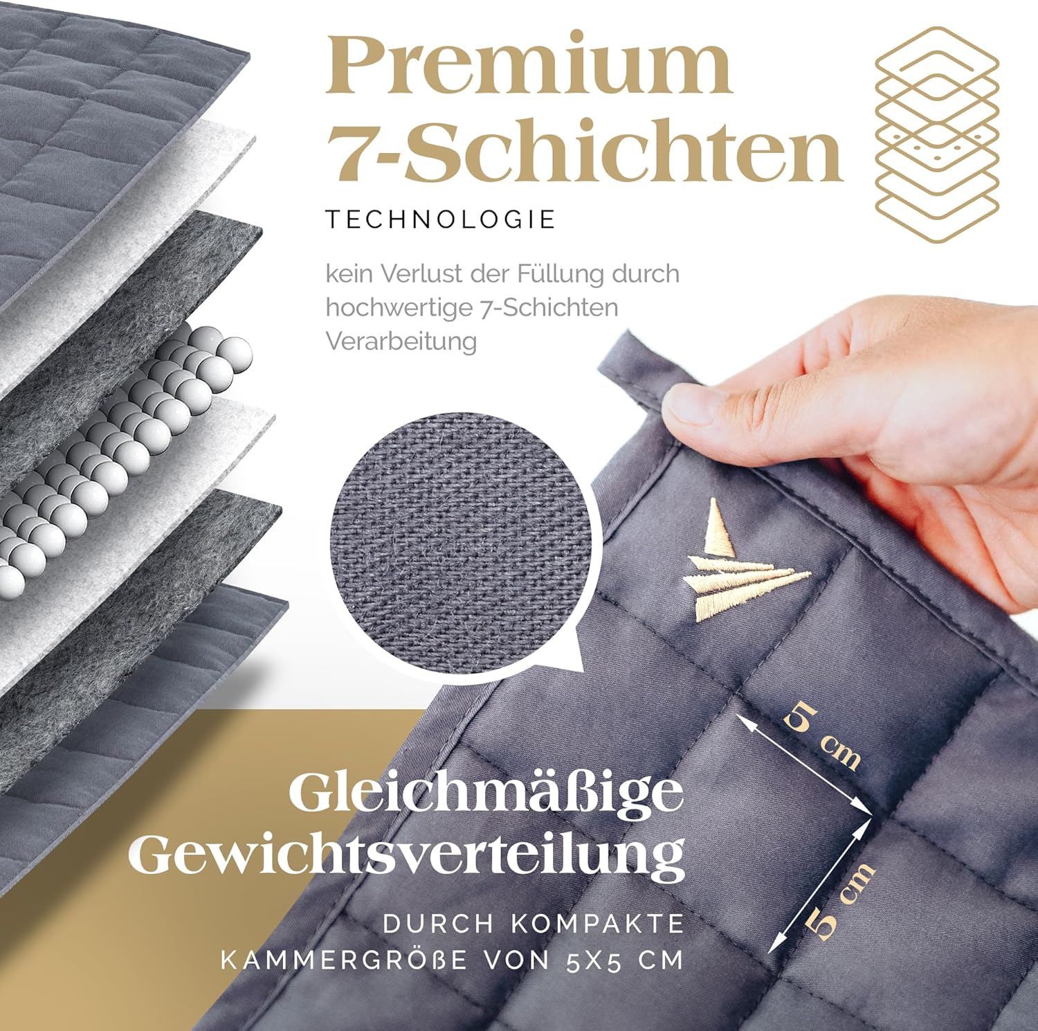 Akroma Premium Gewichtsdecke 155x220cm 6KG – Anti Stress Therapiedecke - Schwere Bettdecke zum Besser schlafen – Entspannungsdecke gegen Schlafstörung - 100% Baumwolle (OekoTex) - Weighted Blanket
