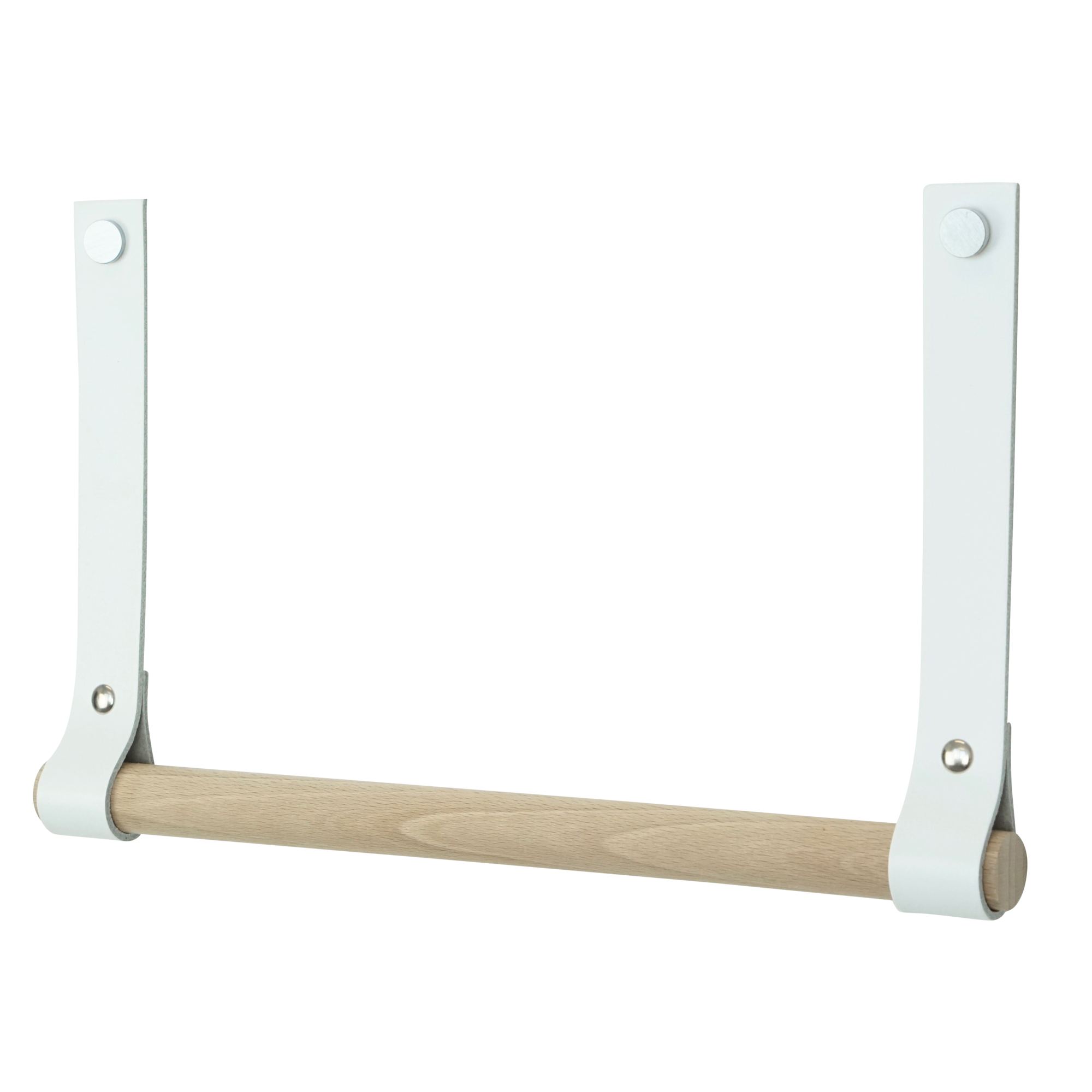 Leren keukenrolhouder (roldrager: rondhout) Wit