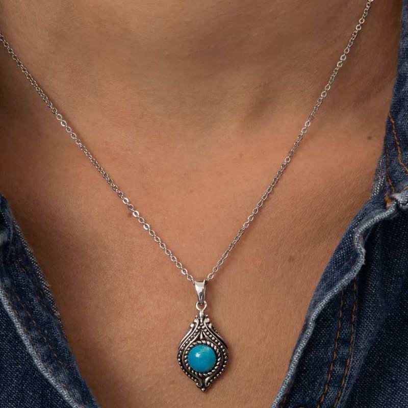 Pendentif argent massif et pierre naturelle