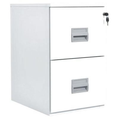 Classeur 2 tiroirs pour dossiers suspendus - 66 x 40 x 40 cm - blanc