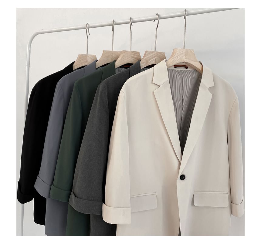 Blueforce - Set: Blazer met driekwartmouwen en één knoop + Rechte pantalon met hoge taille
