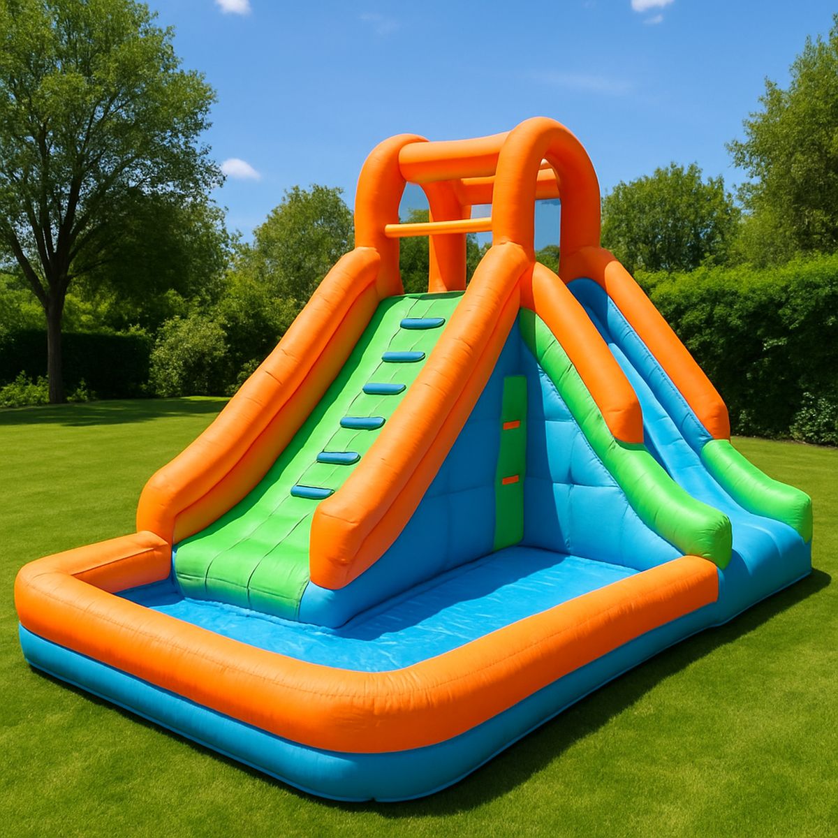 Aufblasbare Rutsche mit Pool für Kinder, PVC, 400x350x250 cm, Orange/G